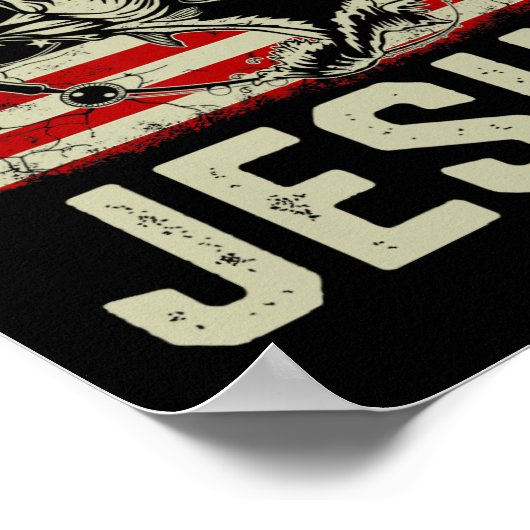 Haak op Jesus Byb Vist Amerikaanse vlag Poster (Hoek)