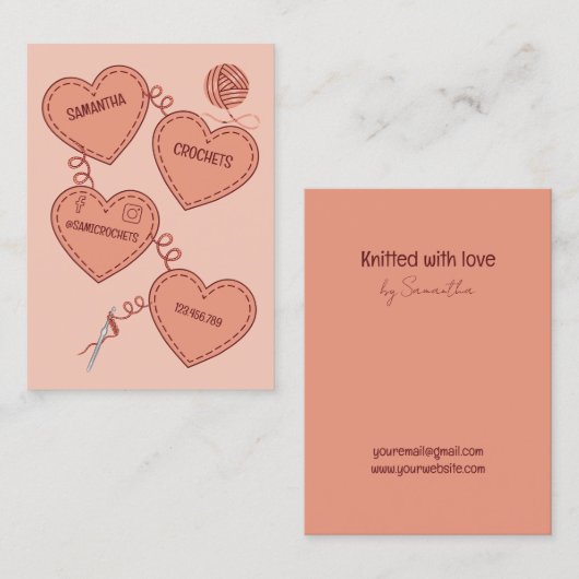 Haak Professioneel Breien Handgemaakt Visitekaartje (Voorkant / Achterkant)