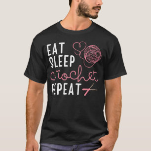 Haak Slaap Haak Herhaal Haakster Haken Krokodil T-shirt