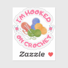 Haak verslaafd aan kleurrijke garen kunst sticker