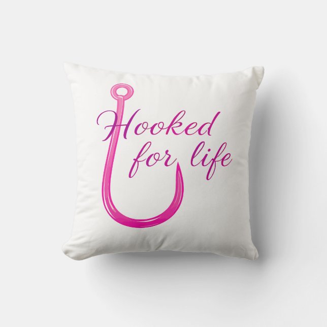 Haak voor het Leven Roze Vishaak Kussen (Voorkant)
