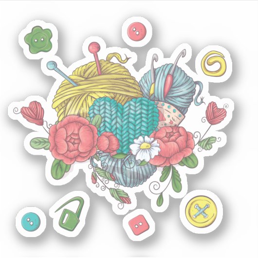 Haak Yarn Heart Sticker (Voorkant)