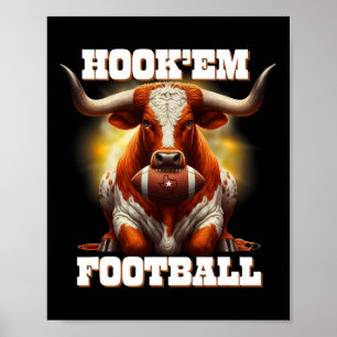 Haak ze Staat Texas Voetbal Met Haar En Hoorn Poster