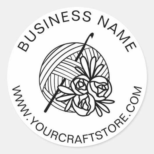 Haakbedrijf Website Aangepaste Naam Bloem Ronde Sticker (Voorkant)
