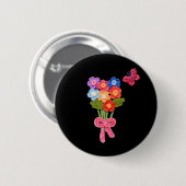 Haakbloemen vlinder en boog afdrukken ronde button 5,7 cm (Voorkant /achterkant)