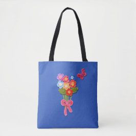 Haakbloemen vlinder en boog afdrukken tote bag