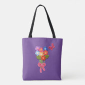 Haakbloemen vlinder en boog afdrukken tote bag (Achterkant)