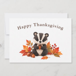 Haakdas Badger Prettig Thanksgiving Notitiekaartje