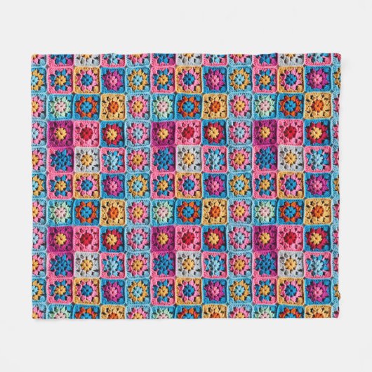Haakeffect Granny Square Craft Fleece Deken (Voorkant (Horizontaal))
