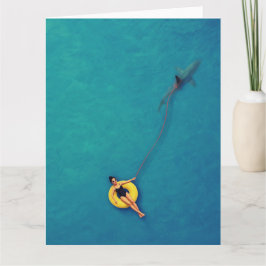 Haakenkleurprint met haai in oceaan kaart