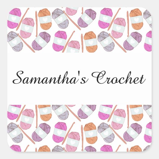 haakgaren vierkante sticker (Voorkant)