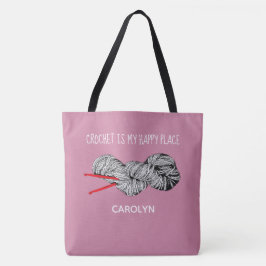 haakhaak en garen, gepersonaliseerd, jouw naam tote bag