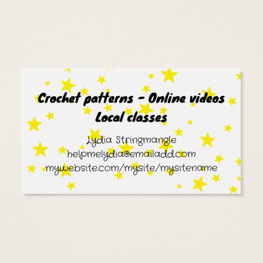 haakhaak schattig dier magische fee garen ambachte visitekaartjes (Achterkant)