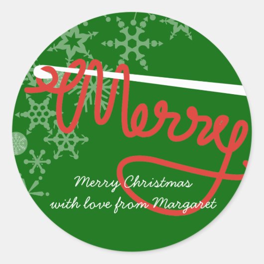 Haakhaak Vrolijk kerstgaren cadeau label sticker (Voorkant)