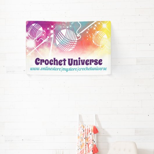 Haakhaken garen waterverf ambacht show display spandoek (Insitu)