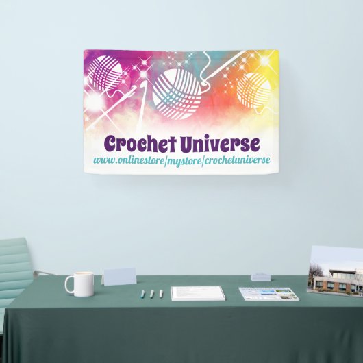Haakhaken garen waterverf ambacht show display spandoek (Beurs)