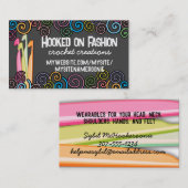 haakhaken visitekaartjes van kleurrijke garens (Voorkant / Achterkant)