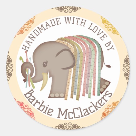 Haakhaken wollig garen olifant cadeau sticker (Voorkant)