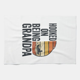 Haakjes Aan Het Zijn Opa Vissen Retro Vector Ontwe Theedoek