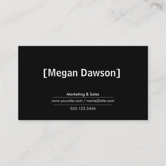 Haakjes Zwarte Achtergrond Visitekaartje (Voorkant)