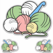Haaknaald en garen Vinyl Stickers (Voorkant)