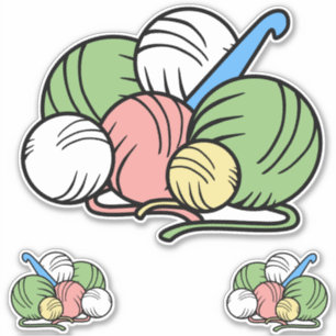 Haaknaald en garen Vinyl Stickers