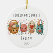 Haakverslaafd Gepersonaliseerde Kerstmis Keramisch Ornament (Voorkant)