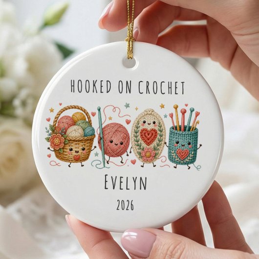 Haakverslaafd Gepersonaliseerde Kerstmis Keramisch Ornament