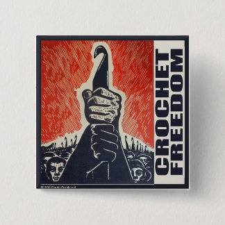 Haakvrijheid - knop vierkante button 5,1 cm