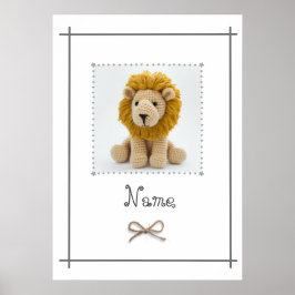 Haakwerk Leeuw Baby Kamer Muur Kunst Gepersonalise Poster