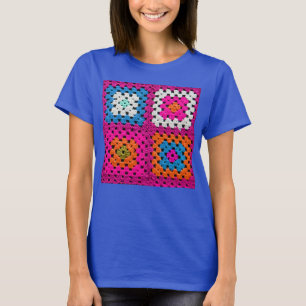 Haakwerk Vierkant Levendige Kleuren Haakliefhebber T-shirt