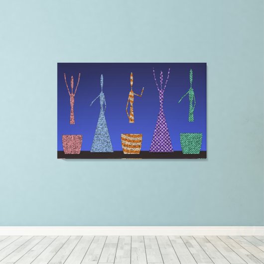 Haakwerk Vrouwen dansen Silloute patroon  Canvas Afdruk (Insitu (Houten vloer))