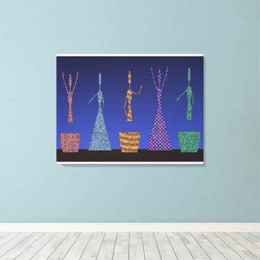 Haakwerk Vrouwen dansen Silloute patroon Canvas Afdruk (Insitu (Houten vloer))