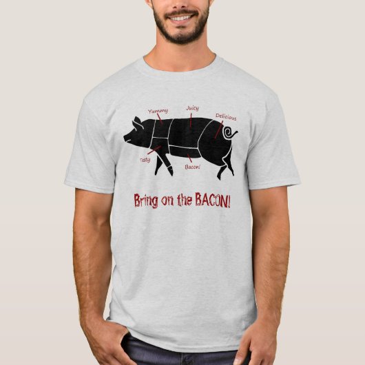Haal de Bacon Funny Pig Butcher-kaart op T-shirt (Voorkant)