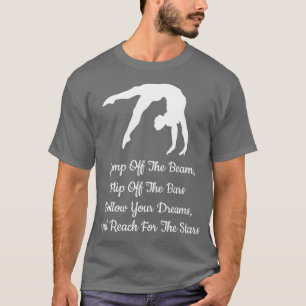 Haal de druppel van de buik uit de glazen gymnasti t-shirt
