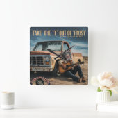 Haal de "T" uit "Vertrouwen" Vierkante Klok (Huis)