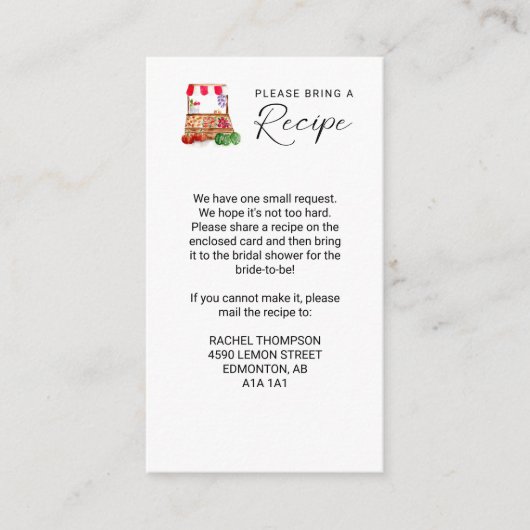 Haal een recept uit het Vrijgezellenfeest Informatiekaartje (Voorkant)