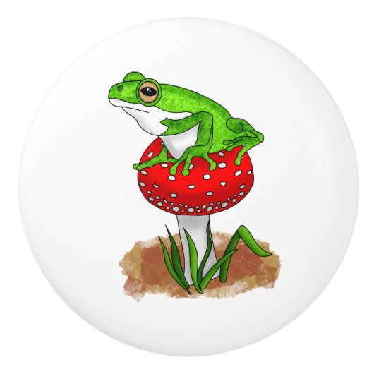 Haal Froggy met het | Grappige kikker Keramische Knop (Voorkant)
