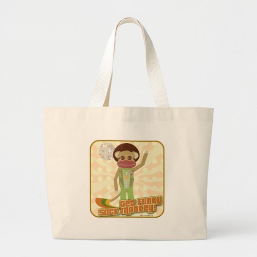 Haal Funky Sock Monkey Grote Tote Bag (Voorkant)