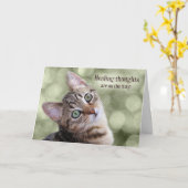Haal goed Tabby Kitten met Green Bokeh Kaart (Gele Bloem)