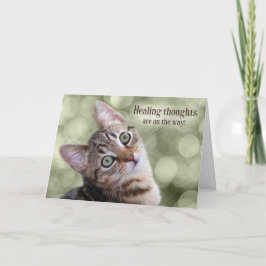 Haal goed Tabby Kitten met Green Bokeh Kaart