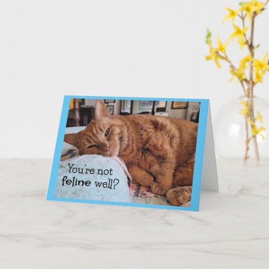 Haal goede wensen uit Ginger Cat Kaart (Gele Bloem)