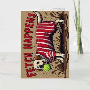 Haal Happens Humor poster modderige Labrador hond Folie Wenskaart