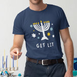 Haal hem | Funny Hanukkah T-shirt<br><div class="desc">Als de menorah niet het enige is dat dit jaar aangestoken wordt,  geef dit hilarische Hanukkah t-shirt aan iedereen die de neiging heeft om te overlijden tijdens die 8 gekke nachten. Het ontwerp is voorzien van een verlichte Menorah-illustratie met sterren,  met "ontstoken" onder in witte letters.</div>