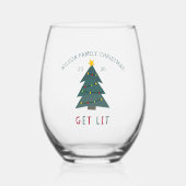 Haal hem | Gepersonaliseerd kerstfeest Wijnglas Zonder Voet (Voorkant)
