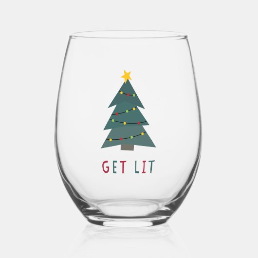 Haal hem | Kerstmis Wijnglas Zonder Voet (Voorkant)