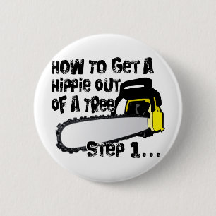 Haal Hippies uit je bomen Ronde Button 5,7 Cm