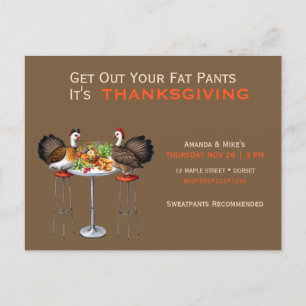 Haal je dikke broek tevoorschijn Thanksgiving-dine Briefkaart