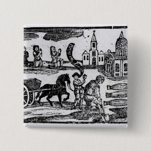 Haal je dood uit, de Grote Plague van 1665 Vierkante Button 5,1 Cm