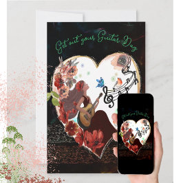 Haal je gitaar dag donker uit feestdagenkaart